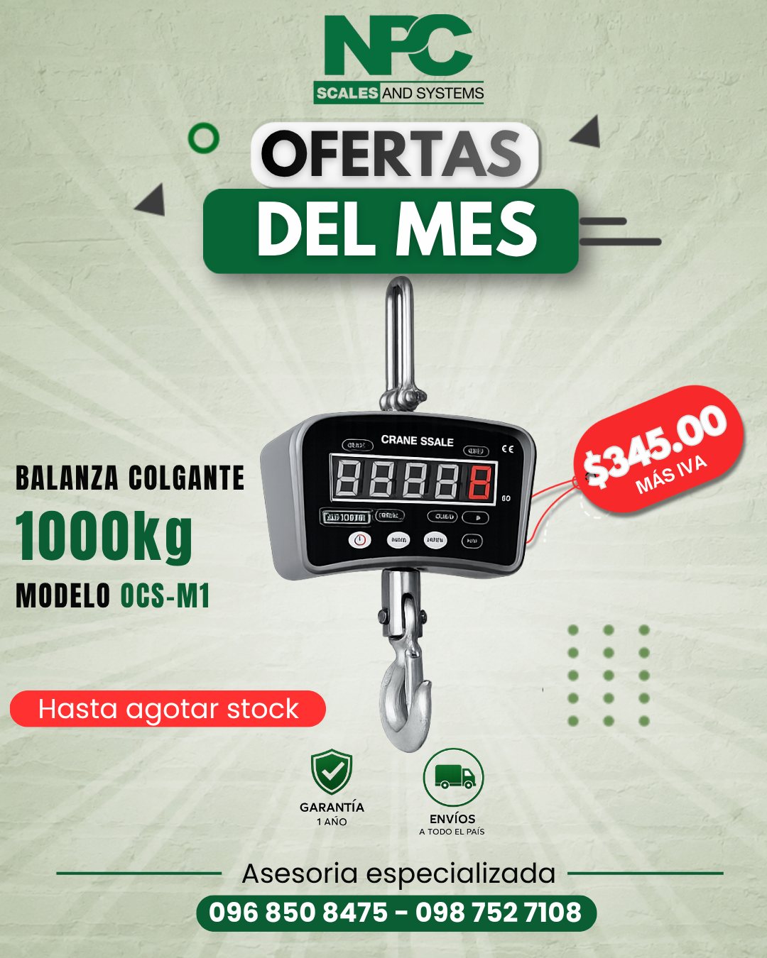 Balanza colgante 1000 kg OCS-M1