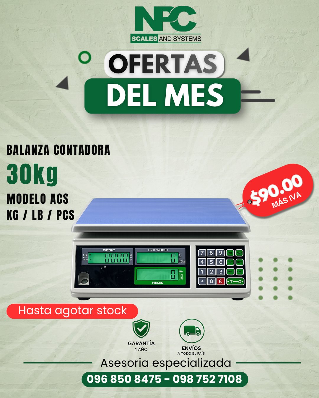 Balanza contadora 30 kg modelo ACS