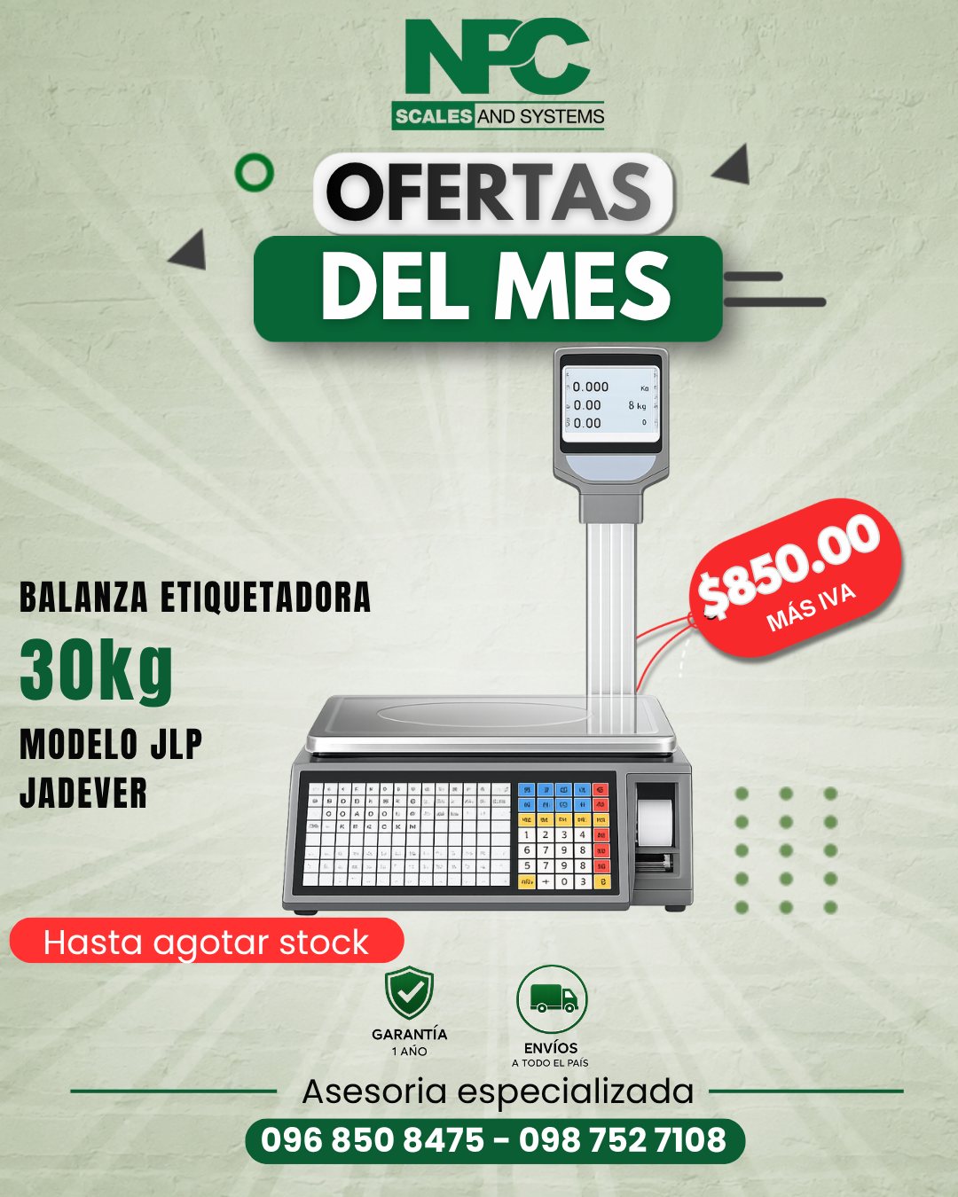 Balanza etiquetadora 30 kg JLP Jadever