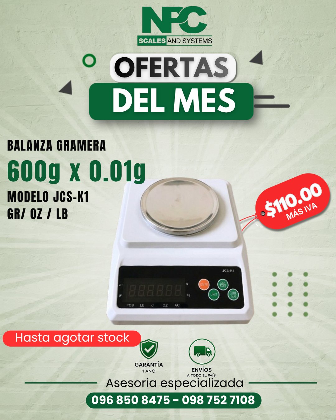 Balanza gramera 600 g x 0,01 g JCS-K1