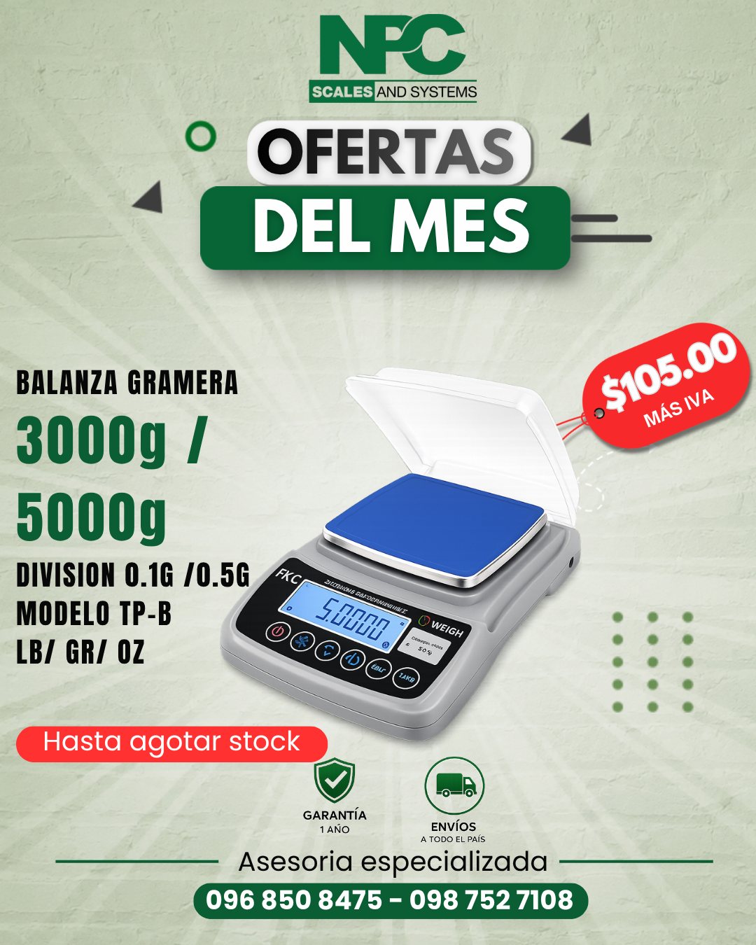 Balanza gramera 3000 g / 5000 g modelo TP-B