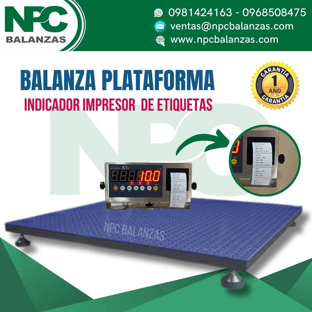 Balanza plataforma con impresor de etiquetas