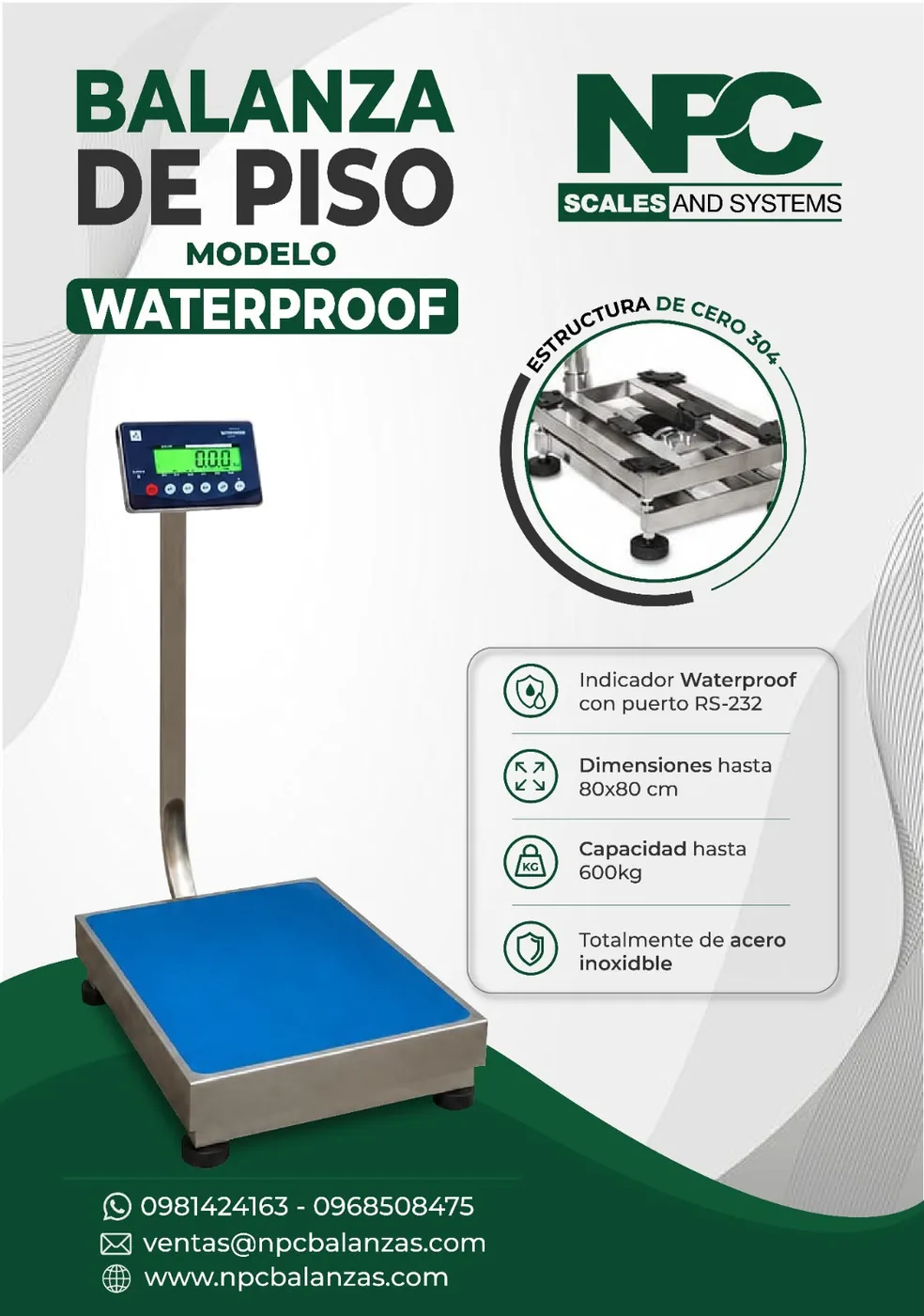 Balanza de piso waterproof · 500 kg