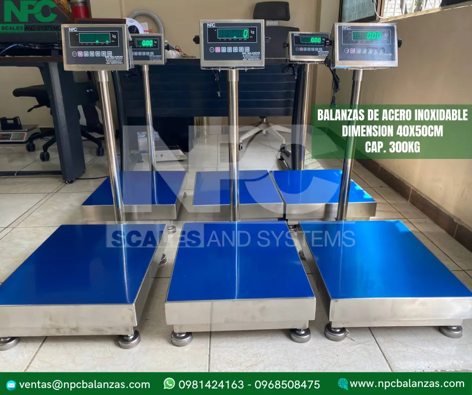 Balanza de acero inoxidable 40x50 cm · 300 kg